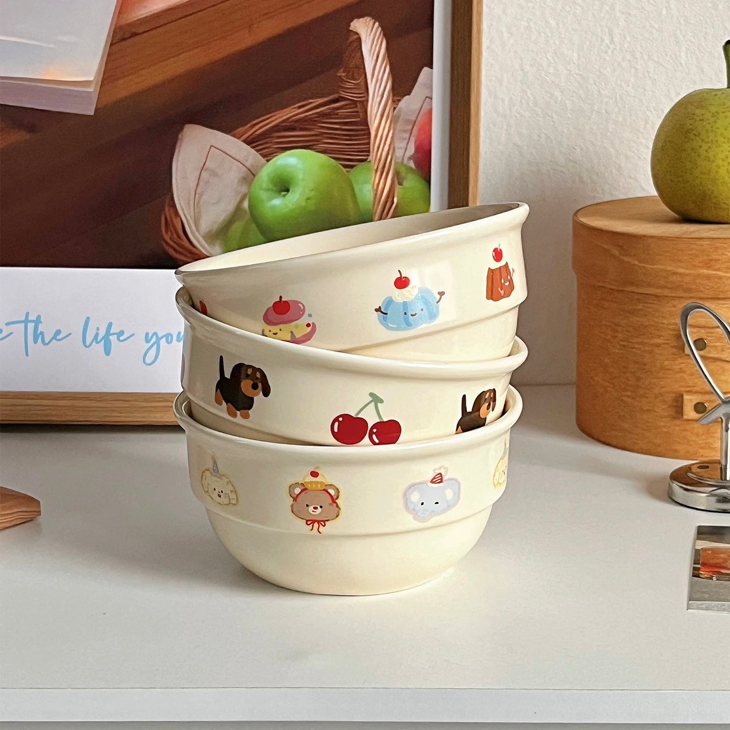 Cartoon-Themed Ceramic Bowls – Perfect for Breakfast & Snacks