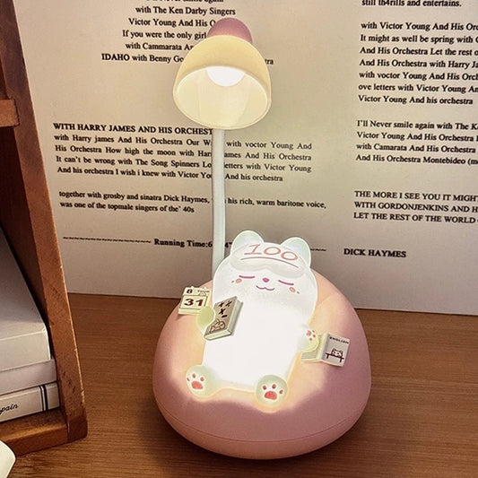 Adorable Sleeping Cat Night Light – USB Rechargeable, Adjustable Mini Desk Lamp