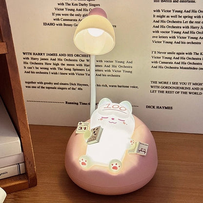 Adorable Sleeping Cat Night Light – USB Rechargeable, Adjustable Mini Desk Lamp