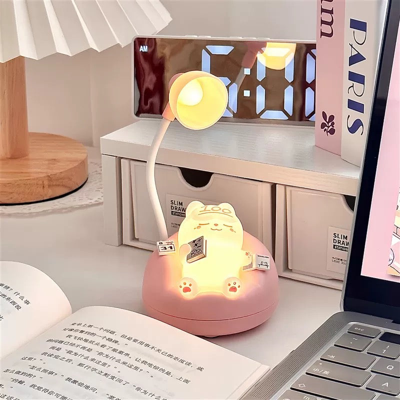 Adorable Sleeping Cat Night Light – USB Rechargeable, Adjustable Mini Desk Lamp