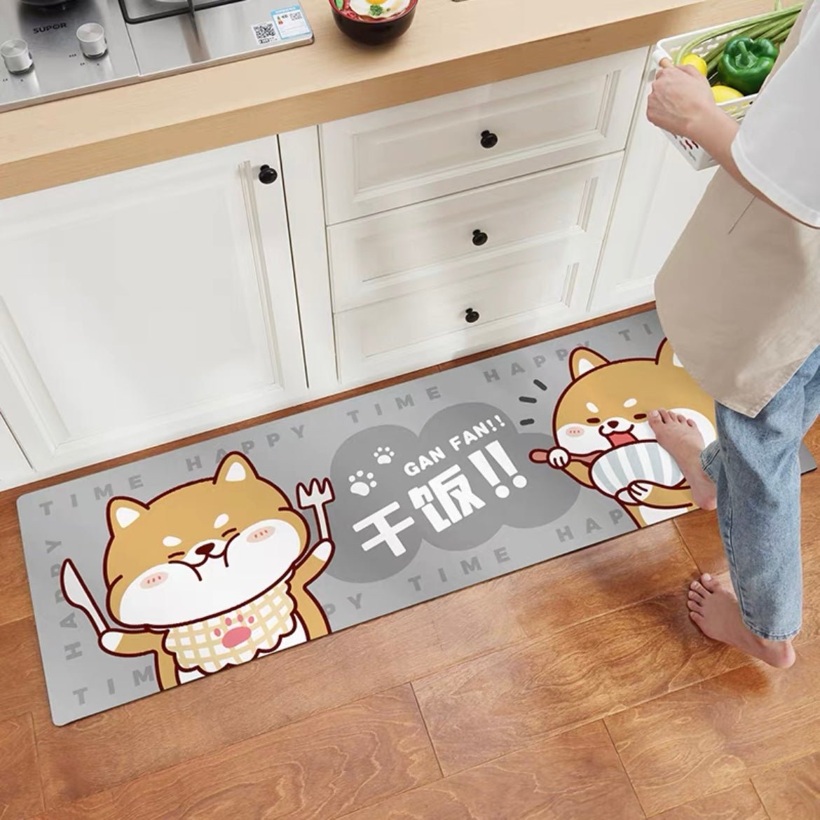 Dinner Time Oil-Proof Leather Kitchen Mat - Size 45x75cm/45x150cm - Wuli Home