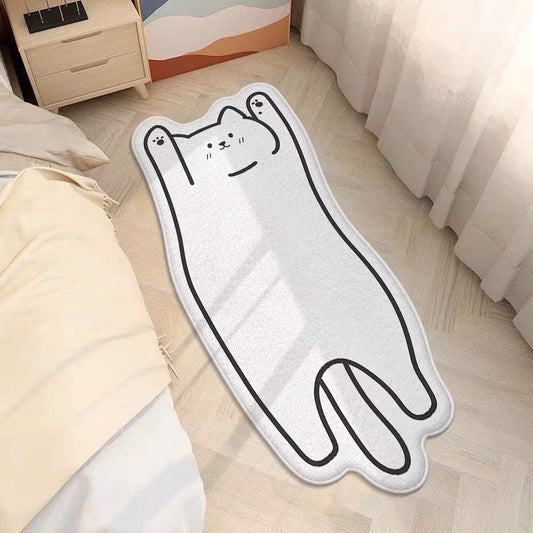 Stretching Cat Plush Bedside Rug