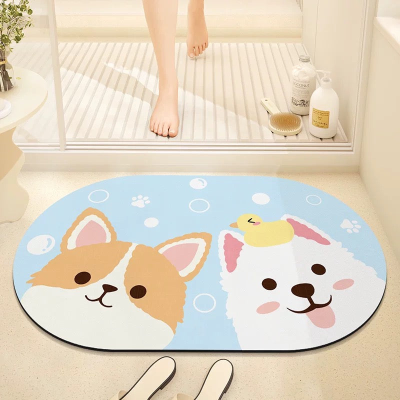 Cute Puppy Bathroom Absorbant Mat - Size 40x60cm | Quick-Drying and Absorbent