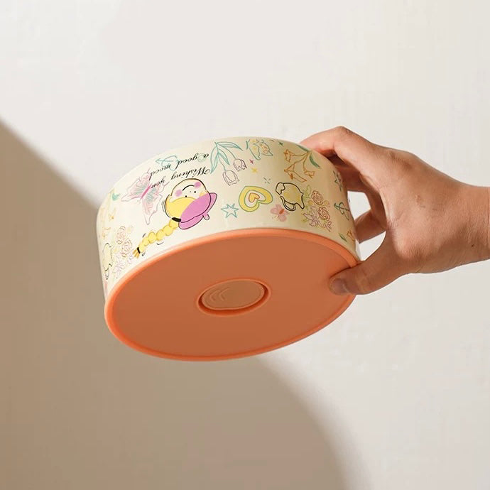Crayon Doodle Ceramic Storage Bowl with Lid - Cute and Versatile Design, Multiple Sizes