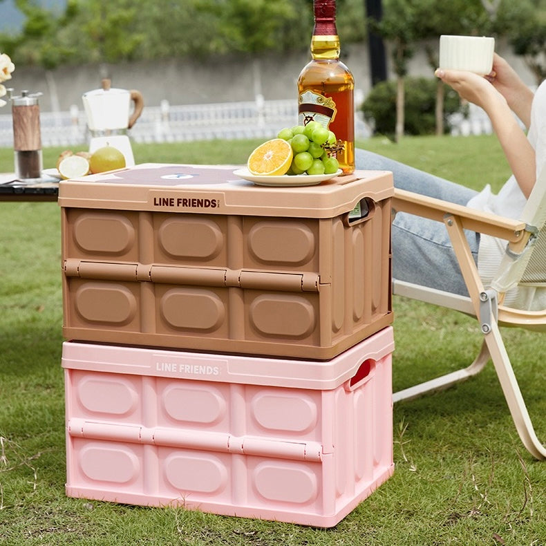 Line Friends Foldable Car Storage Box – Brown & Cony | Multipurpose Organizer