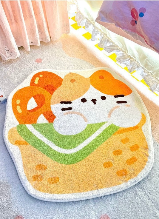 Basket Kitty Plush Bedside Rug | Ultra-Soft 100x100cm Round Carpet | Cozy & Soft Design