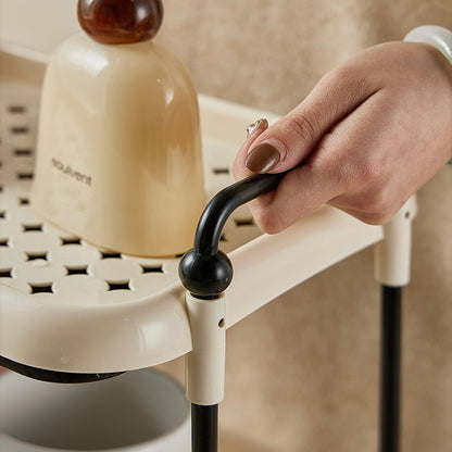 Two-Tier Cup Drying Rack with Handles | Creamy White & Black Drip Tray