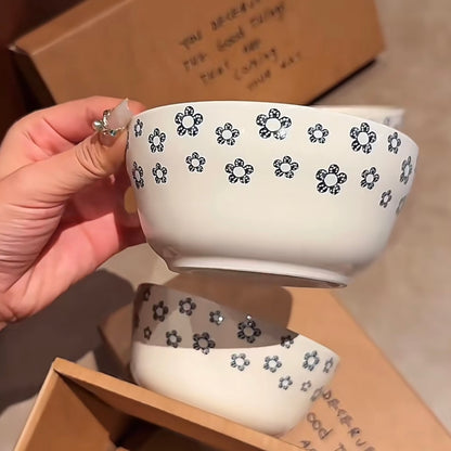 Blue Blossom Ceramic Bowl Gift Set – Set of 4, Perfect for Gifting