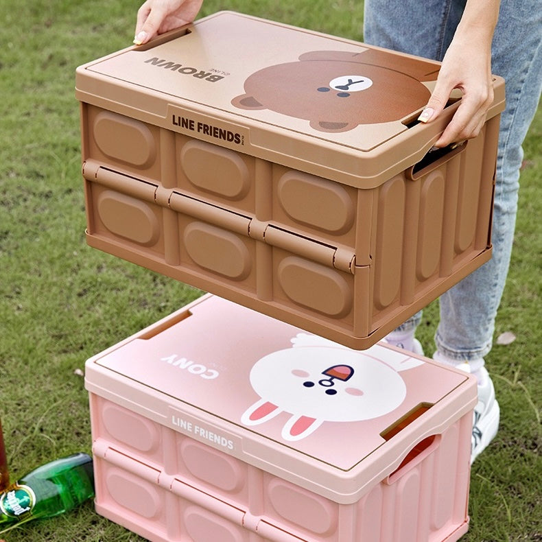 Line Friends Foldable Car Storage Box – Brown & Cony | Multipurpose Organizer