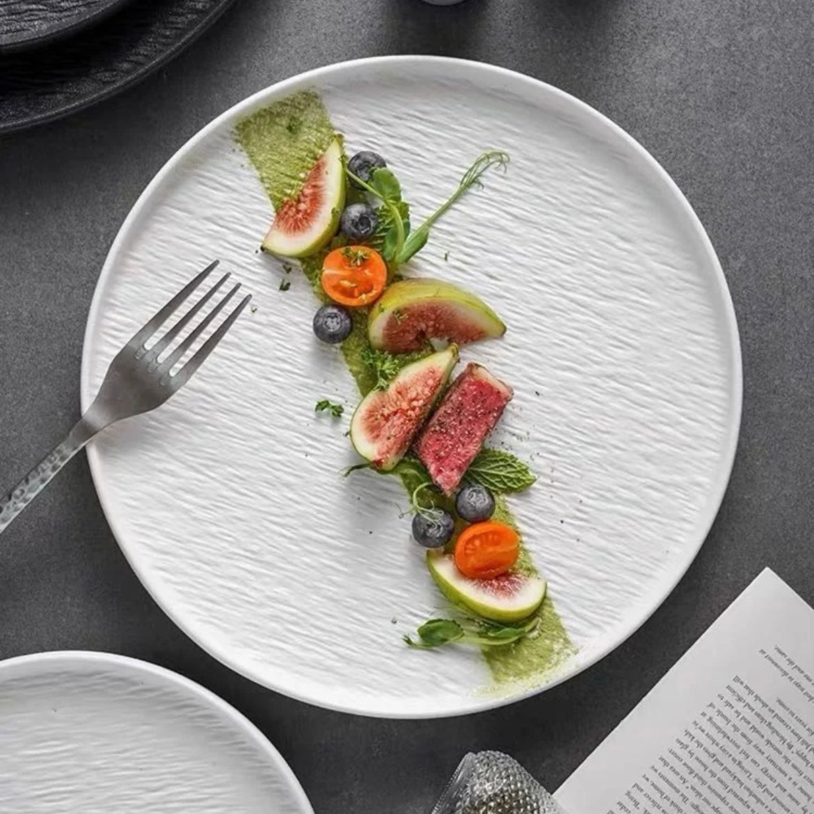 10-Inch Deep Ceramic Plate | Elegant Rock Pattern Design