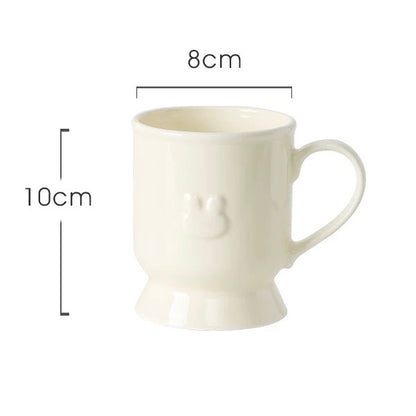 Embossed Bunny Ceramic Dinnerware Set | Pastel Pink & Cream White Tableware