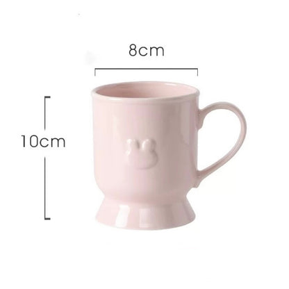 Embossed Bunny Ceramic Dinnerware Set | Pastel Pink & Cream White Tableware