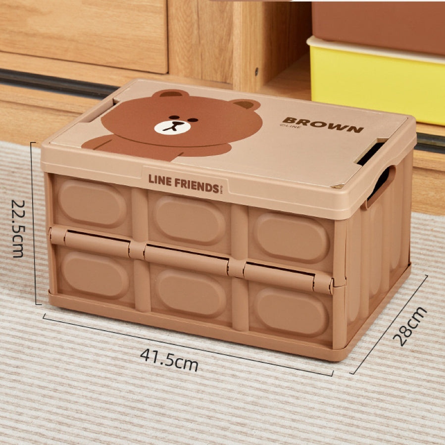 Line Friends Foldable Car Storage Box – Brown & Cony | Multipurpose Organizer