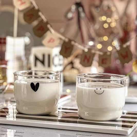 Smiley and Heart Glass Mug - Wuli Home