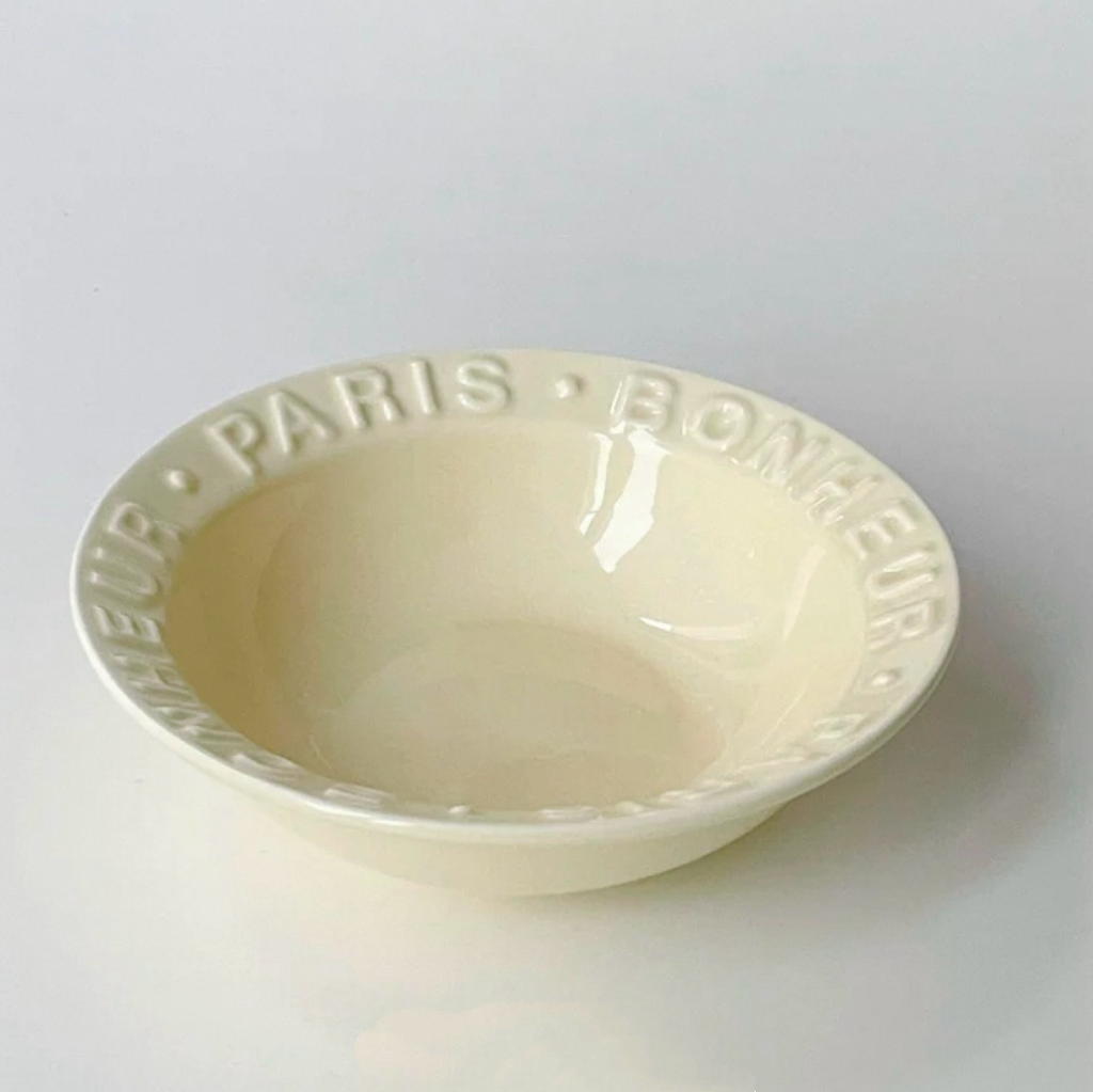 Embossed Letter Ceramic Bowl | 300ml Capacity, Bowl for Yogurt & Desserts