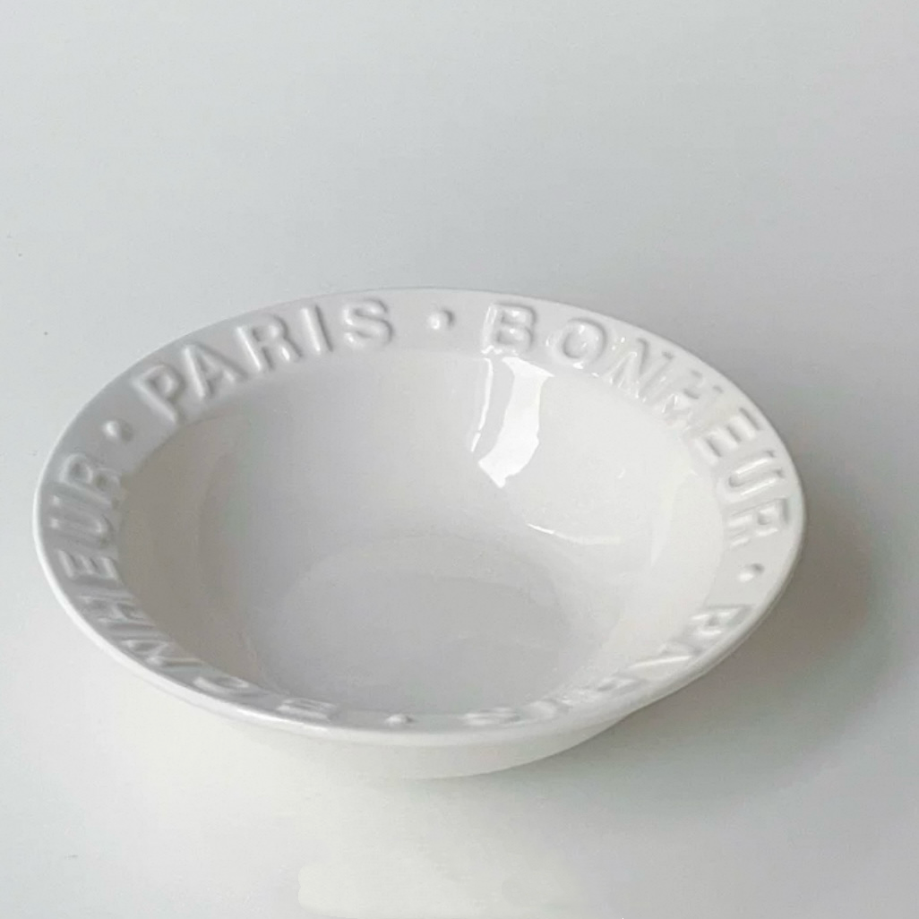 Embossed Letter Ceramic Bowl | 300ml Capacity, Bowl for Yogurt & Desserts