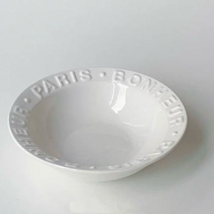 Embossed Letter Ceramic Bowl | 300ml Capacity,  Bowl for Yogurt & Desserts